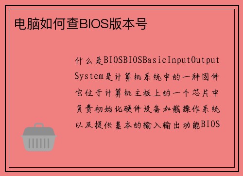 电脑如何查BIOS版本号